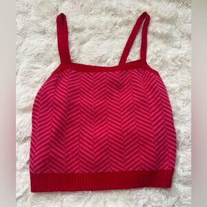 Sincerely Jules Vibrant Pink and Red Sweater Tank Sz XL(Large)